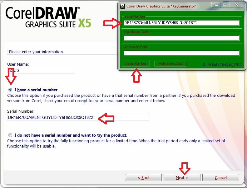 find corel draw serial number